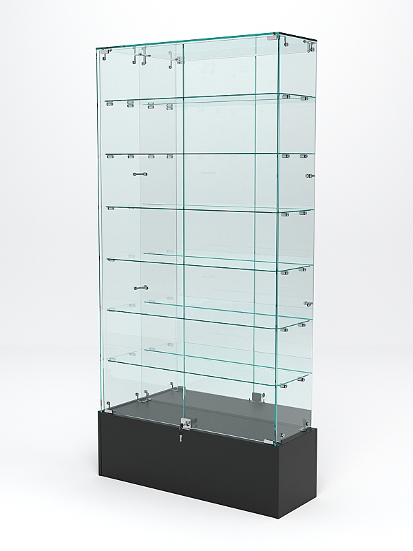 Витрина стеклянная ИСТРА ПОДИУМ №36 (с дверками, задняя стенка - зеркало), Черный