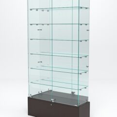 Витрина стеклянная ИСТРА ПОДИУМ №36 (с дверками, задняя стенка - зеркало), Дуб Венге