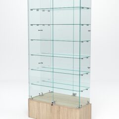 Витрина стеклянная ИСТРА ПОДИУМ №36 (с дверками, задняя стенка - зеркало), Дуб Сонома