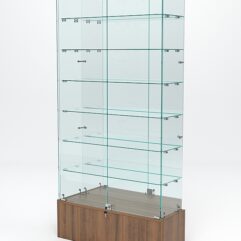 Витрина стеклянная ИСТРА ПОДИУМ №36 (с дверками, задняя стенка - зеркало), Орех