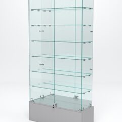 Витрина стеклянная ИСТРА ПОДИУМ №36 (с дверками, задняя стенка - зеркало), Серый
