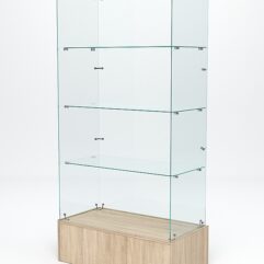Витрина стеклянная ИСТРА ПОДИУМ №109 (без дверок, задняя стенка - стекло), Дуб Сонома