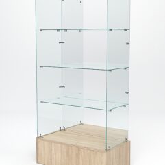 Витрина стеклянная ИСТРА ПОДИУМ №111 (без дверок, задняя стенка - зеркало), Дуб Сонома