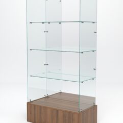 Витрина стеклянная ИСТРА ПОДИУМ №111 (без дверок, задняя стенка - зеркало), Орех