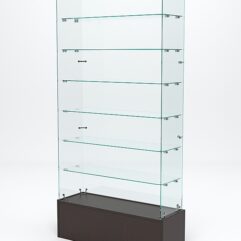 Витрина стеклянная ИСТРА ПОДИУМ №135 (без дверок, задняя стенка - стекло), Дуб Венге