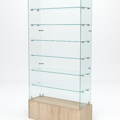 Витрина стеклянная ИСТРА ПОДИУМ №135 (без дверок, задняя стенка - стекло), Дуб Сонома