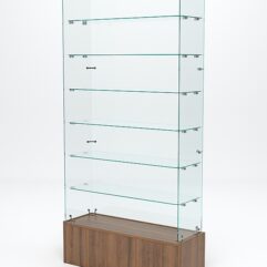 Витрина стеклянная ИСТРА ПОДИУМ №135 (без дверок, задняя стенка - стекло), Орех