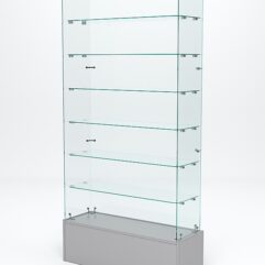Витрина стеклянная ИСТРА ПОДИУМ №135 (без дверок, задняя стенка - стекло), Серый