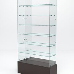 Витрина стеклянная ИСТРА ПОДИУМ №136 (без дверок, задняя стенка - зеркало), Дуб Венге