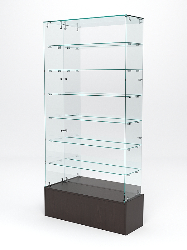 Витрина стеклянная ИСТРА ПОДИУМ №136 (без дверок, задняя стенка - зеркало), Дуб Венге