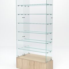 Витрина стеклянная ИСТРА ПОДИУМ №136 (без дверок, задняя стенка - зеркало), Дуб Сонома