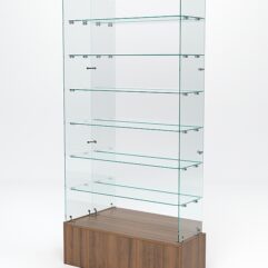 Витрина стеклянная ИСТРА ПОДИУМ №136 (без дверок, задняя стенка - зеркало), Орех