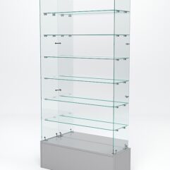 Витрина стеклянная ИСТРА ПОДИУМ №136 (без дверок, задняя стенка - зеркало), Серый