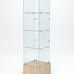 Витрина стеклянная ИСТРА ПОДИУМ №110 (без дверки, задняя стенка - стекло), Дуб Сонома