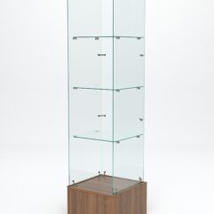 Витрина стеклянная ИСТРА ПОДИУМ №110 (без дверки, задняя стенка - стекло), Орех