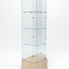 Витрина стеклянная ИСТРА ПОДИУМ №112 (без дверки, задняя стенка - зеркало), Дуб Сонома