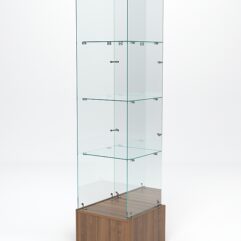 Витрина стеклянная ИСТРА ПОДИУМ №112 (без дверки, задняя стенка - зеркало), Орех