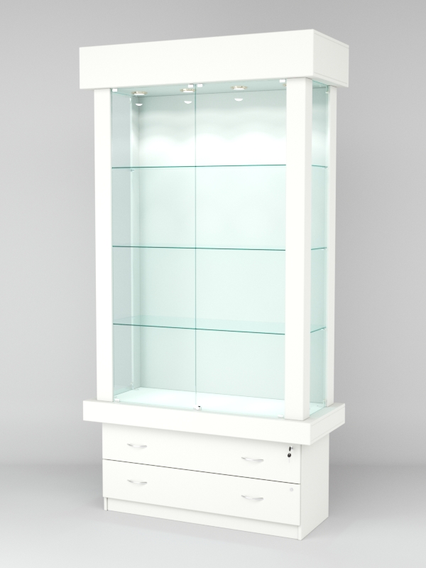 Витрина ЭЛИТА №1-2 (задняя стенка - ДСП), Белый