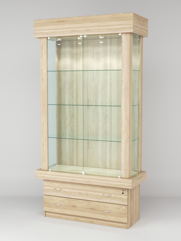 Витрина ЭЛИТА №1-2 (задняя стенка - ДСП), Дуб Сонома