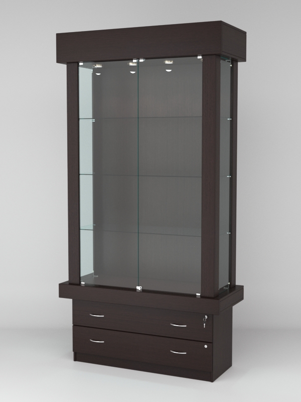 Витрина ЭЛИТА №1-2 (задняя стенка - ДСП), Дуб Венге