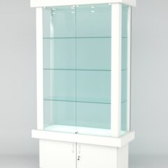 Витрина ЭЛИТА №2-1 (задняя стенка - стекло), Белый