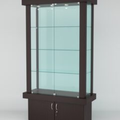 Витрина ЭЛИТА №2-1 (задняя стенка - стекло), Дуб Венге