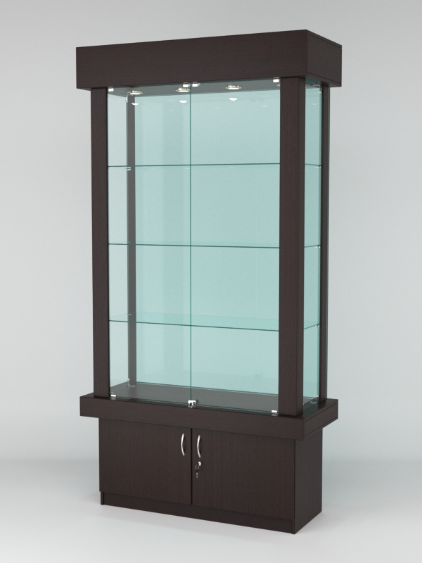 Витрина ЭЛИТА №2-1 (задняя стенка - стекло), Дуб Венге