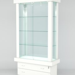 Витрина ЭЛИТА №2-2 (задняя стенка - стекло), Белый
