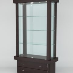 Витрина ЭЛИТА №2-2 (задняя стенка - стекло), Дуб Венге