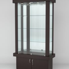 Витрина ЭЛИТА №3-1 (задняя стенка - зеркало), Дуб Венге