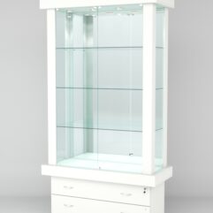 Витрина ЭЛИТА №3-2 (задняя стенка - зеркало), Белый