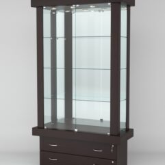 Витрина ЭЛИТА №3-2 (задняя стенка - зеркало), Дуб Венге