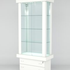 Витрина ЭЛИТА №5-2 (задняя стенка - стекло), Белый
