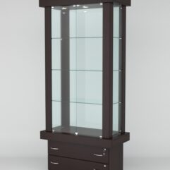 Витрина ЭЛИТА №5-2 (задняя стенка - стекло), Дуб Венге