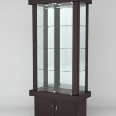 Витрина ЭЛИТА №6-1 (задняя стенка - зеркало), Дуб Венге