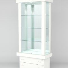 Витрина ЭЛИТА №6-2 (задняя стенка - зеркало), Белый