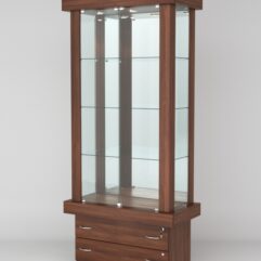 Витрина ЭЛИТА №6-2 (задняя стенка - зеркало), Орех