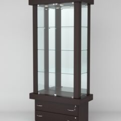 Витрина ЭЛИТА №6-2 (задняя стенка - зеркало), Дуб Венге