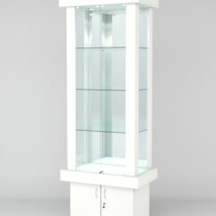 Витрина ЭЛИТА №9-1 (задняя стенка - зеркало), Белый
