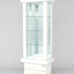 Витрина ЭЛИТА №9-2 (задняя стенка - зеркало), Белый