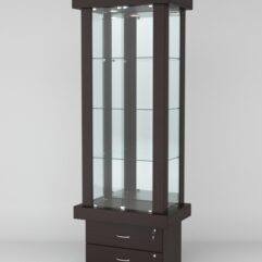 Витрина ЭЛИТА №9-2 (задняя стенка - зеркало), Дуб Венге