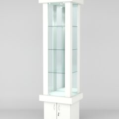 Витрина ЭЛИТА №12-1 (задняя стенка - зеркало), Белый