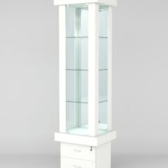 Витрина ЭЛИТА №12-2 (задняя стенка - зеркало), Белый