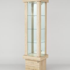 Витрина ЭЛИТА №12-2 (задняя стенка - зеркало), Дуб Сонома