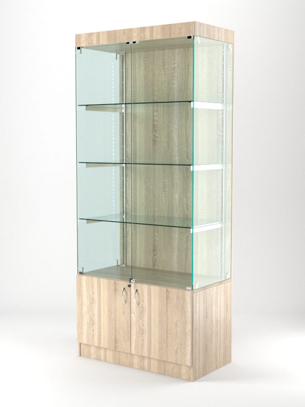 Витрина АСТЕРИЯ №1 (с дверками, задняя стенка - ДСП), Дуб Сонома