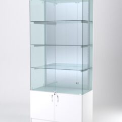 Витрина АСТЕРИЯ №3 (с дверками, задняя стенка - зеркало), Белый