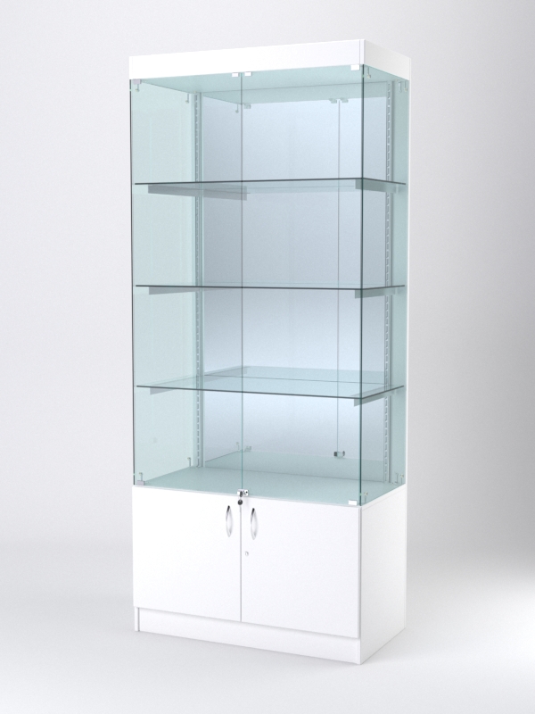 Витрина АСТЕРИЯ №3 (с дверками, задняя стенка - зеркало), Белый