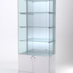 Витрина АСТЕРИЯ №3 (с дверками, задняя стенка - зеркало), Серый