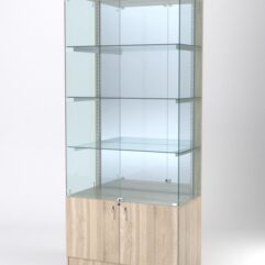 Витрина АСТЕРИЯ №3 (с дверками, задняя стенка - зеркало), Дуб Сонома