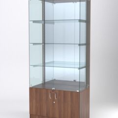 Витрина АСТЕРИЯ №3 (с дверками, задняя стенка - зеркало), Орех